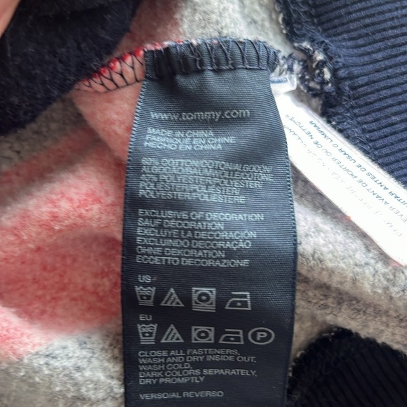 Tommy Hilfiger Sweatshirt Cardigan Red & Blue Striped Long Sleeve Button Size M - Picture 14 of 15